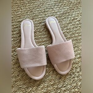 NWOT J.Crew Blush Pink Suede Flat Slides